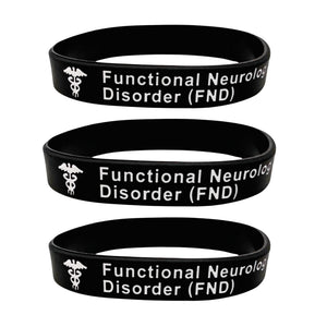 Set of three FND alert silicone medical ID bracelets for daily wear and backup use
