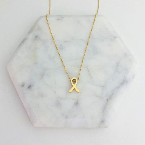 golden-awareness ribbon necklace cancer support