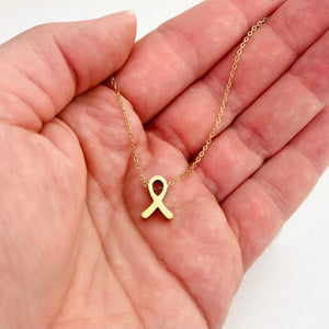 golden awareness ribbon necklace childhood cancer
