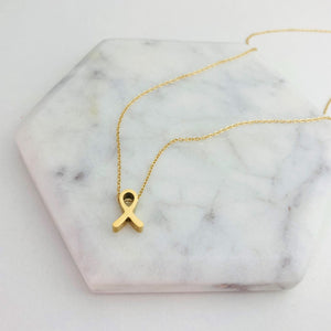 golden awareness ribbon necklace gold pendant