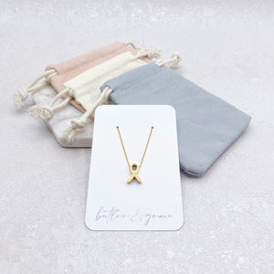 golden awareness ribbon necklace present for her