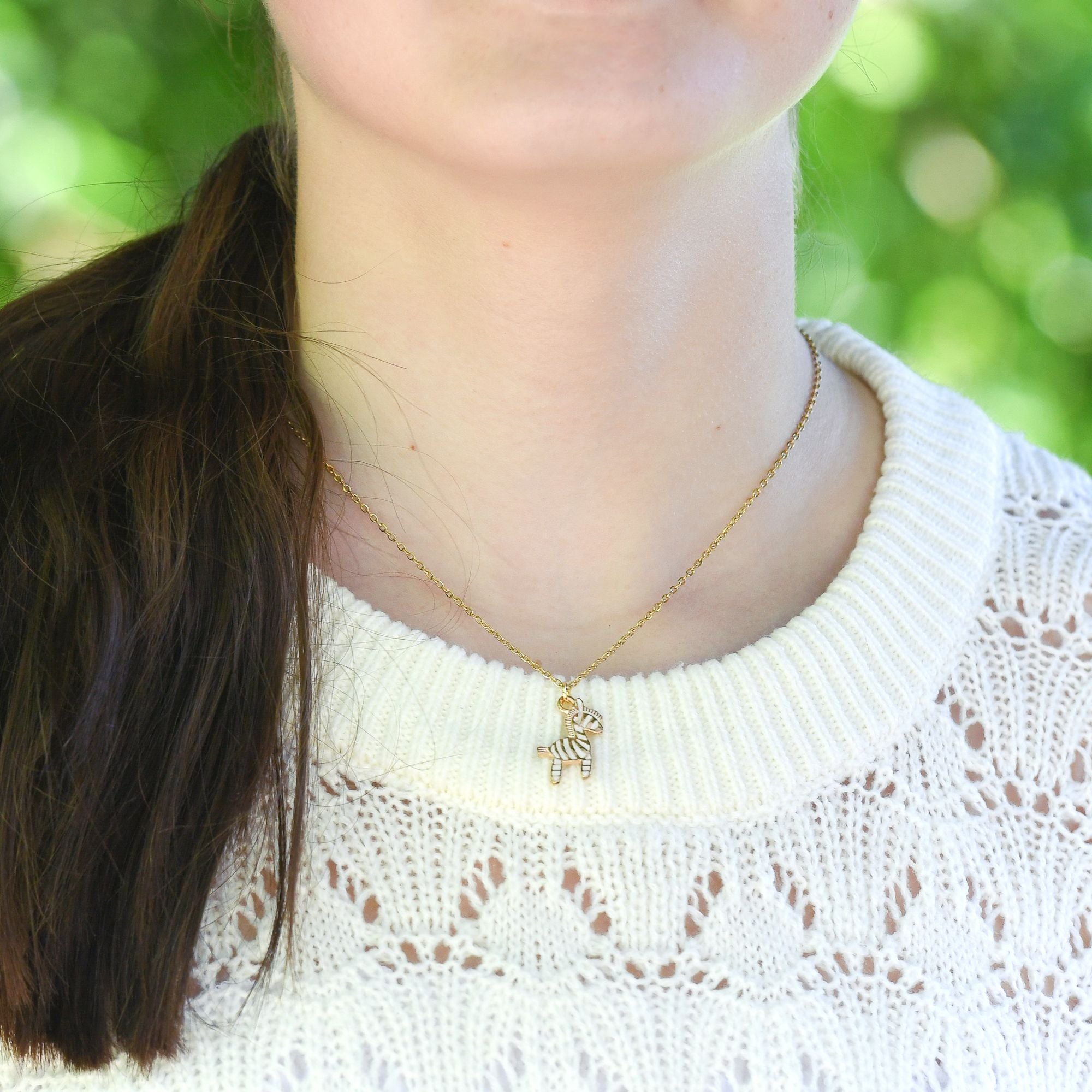 golden eds zebra necklace for girls