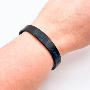 grid coordinates personalised wristband black dark teal gift
