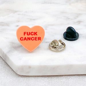 heart pin badges for cancer orange uk