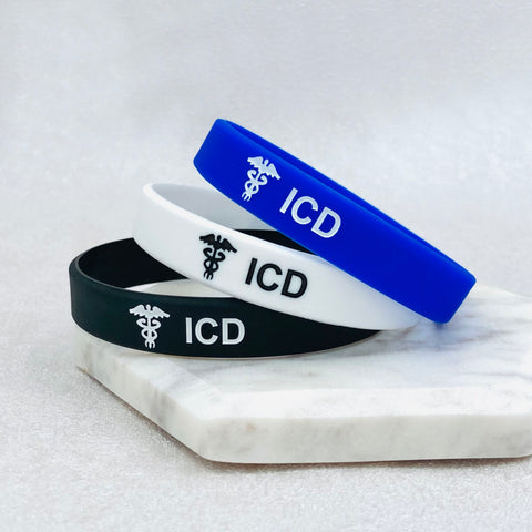 icd wristbands black white blue set
