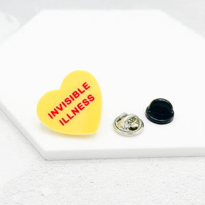 invisible illness pin yellow acrylic