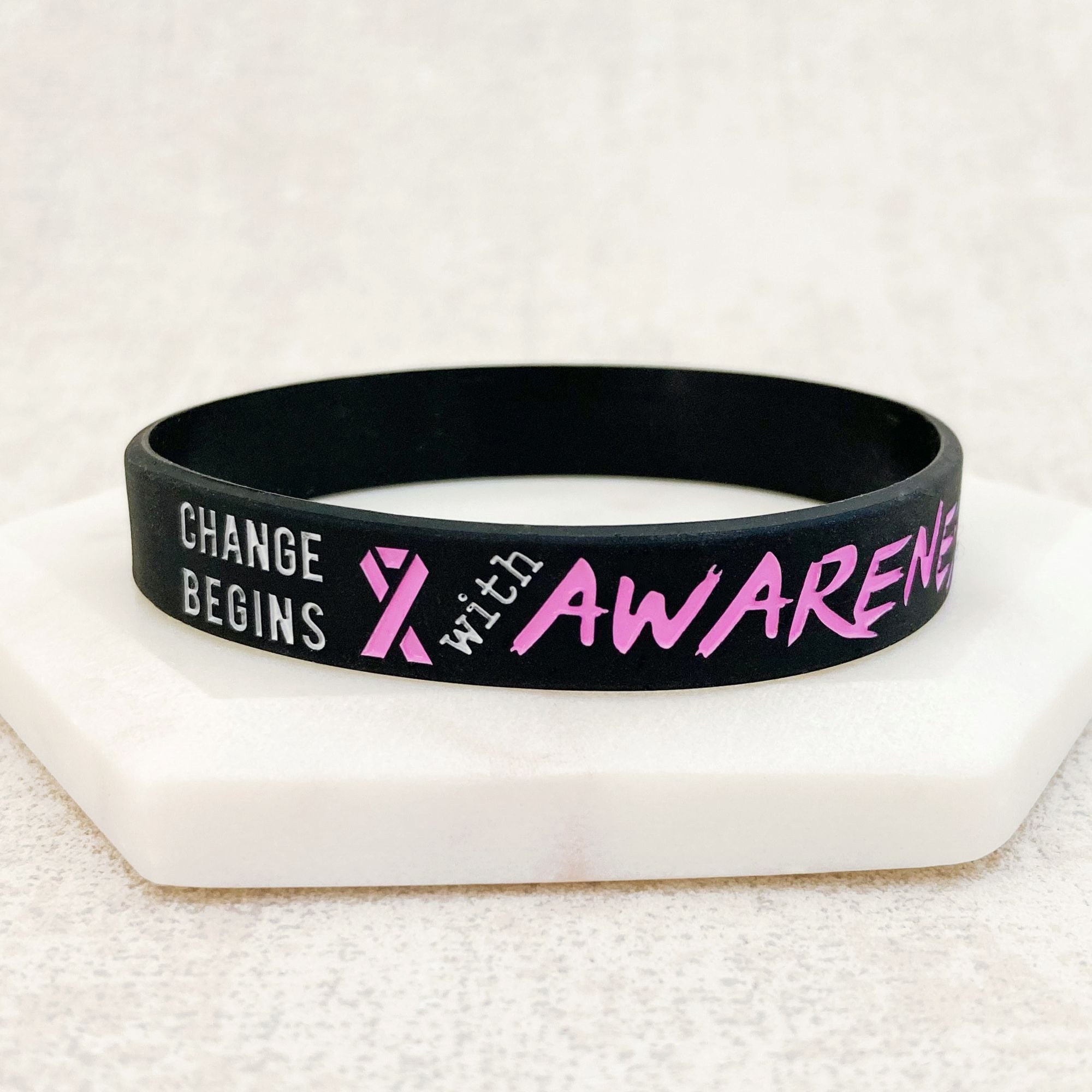 ladies cancer awareness wristband black bands