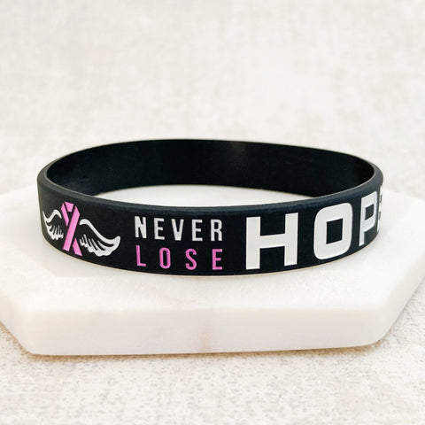 ladies cancer awareness wristband black hope