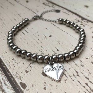 ladies charm bracelet heart diabetic one two