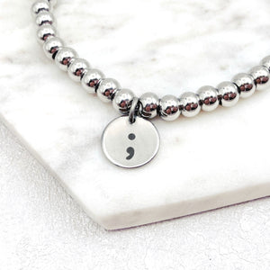 ladies charm bracelet semicolon stainless steel