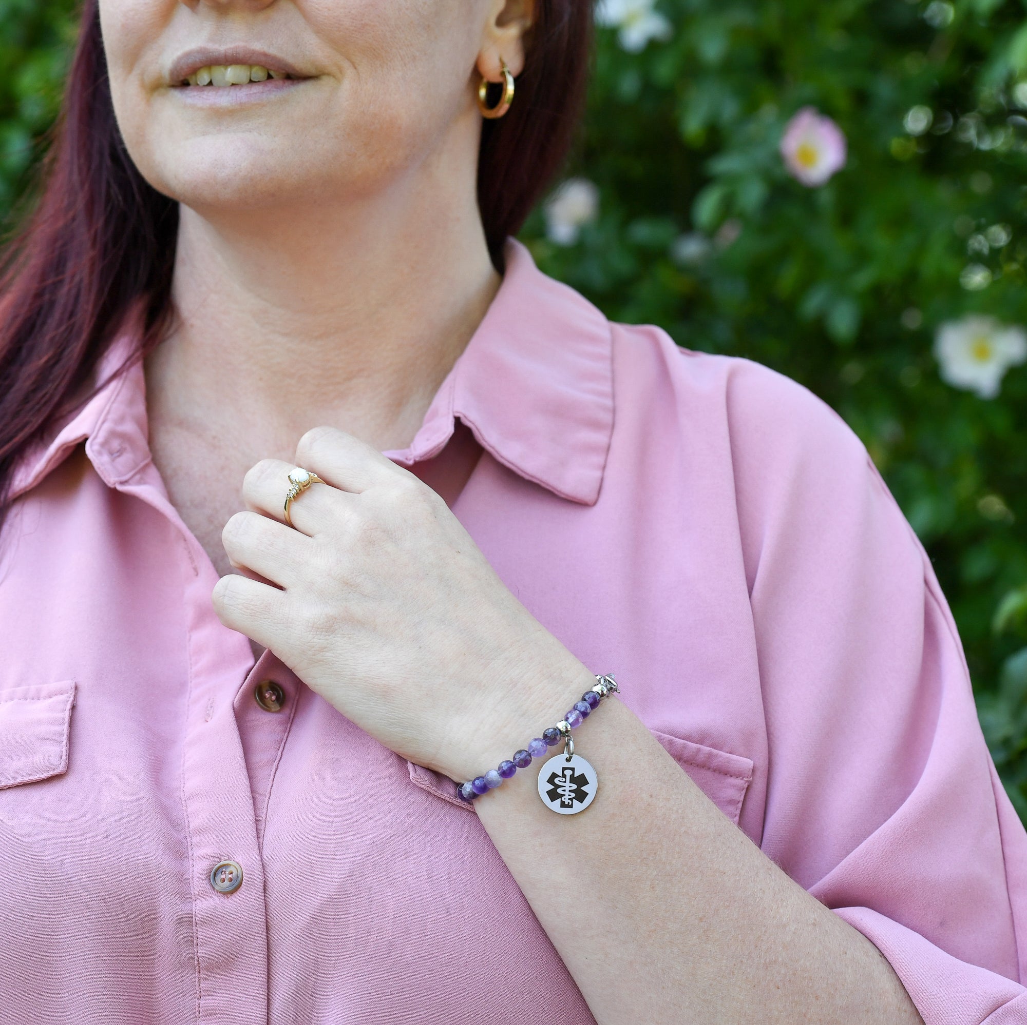 ladies pacemaker bracelet purple beads