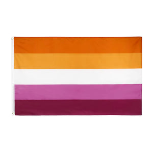Lesbian flag with shades of pink horizontal stripes on a white background. 