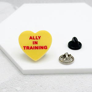 lgbt ally in training pin badge mom