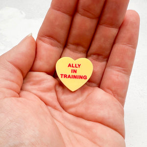 lgbt ally in training pin badge parents