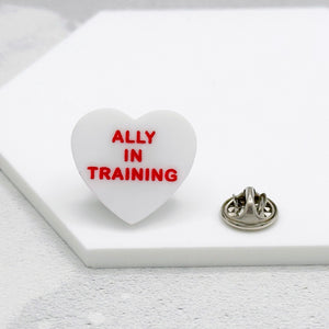 lgbt ally in training pin badge