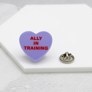 lgbt ally in training pin pronoun reminder