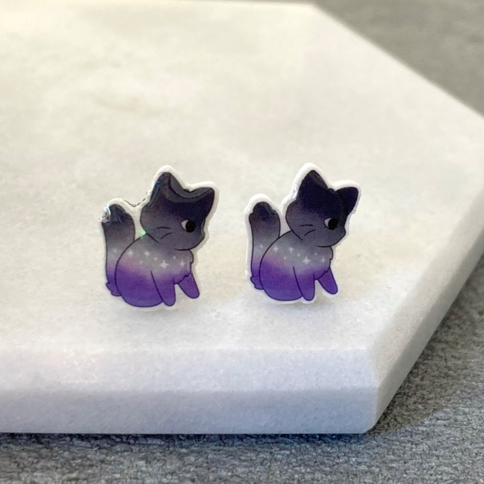 lgbt cat earrings asexual ace pride