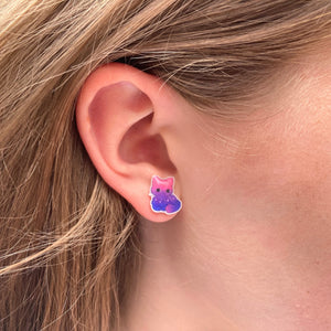 lgbt cat earrings bisexual gift present