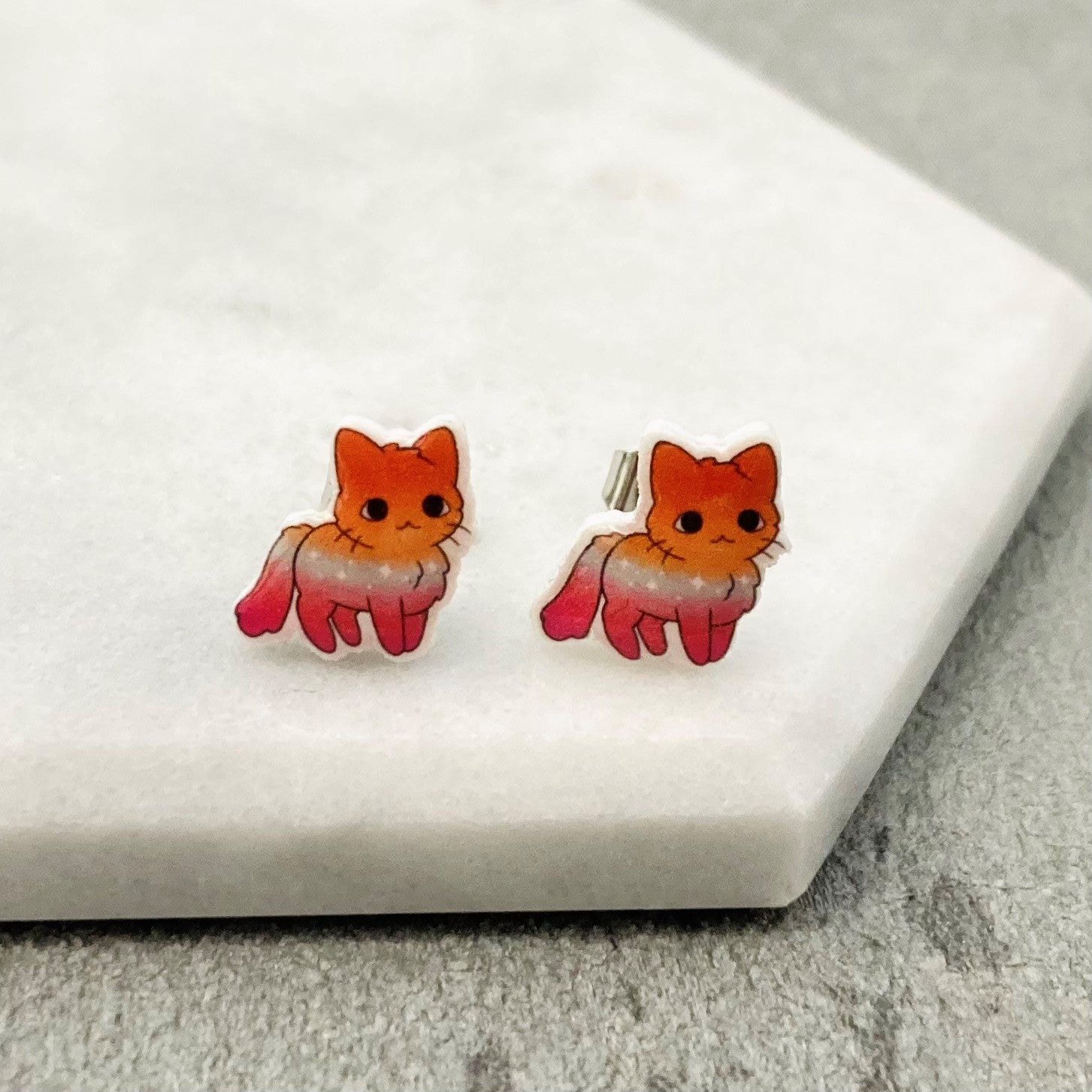lgbt cat earrings lesbian pride
