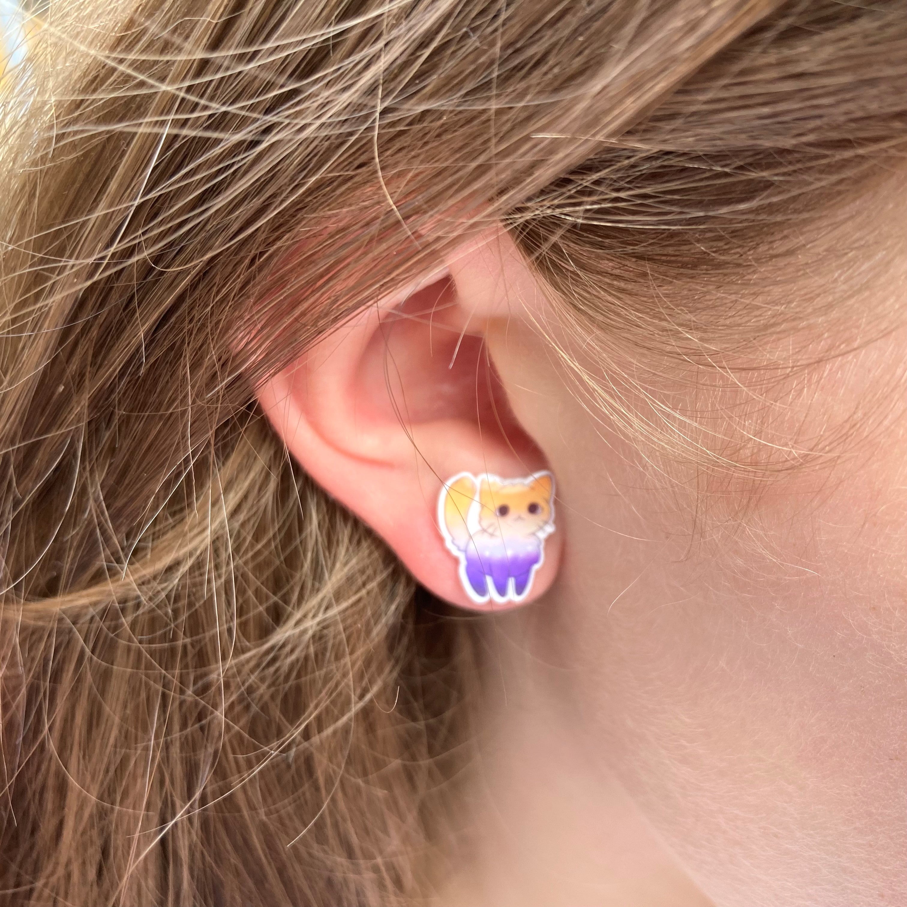 lgbt cat earrings nonbinary non binary