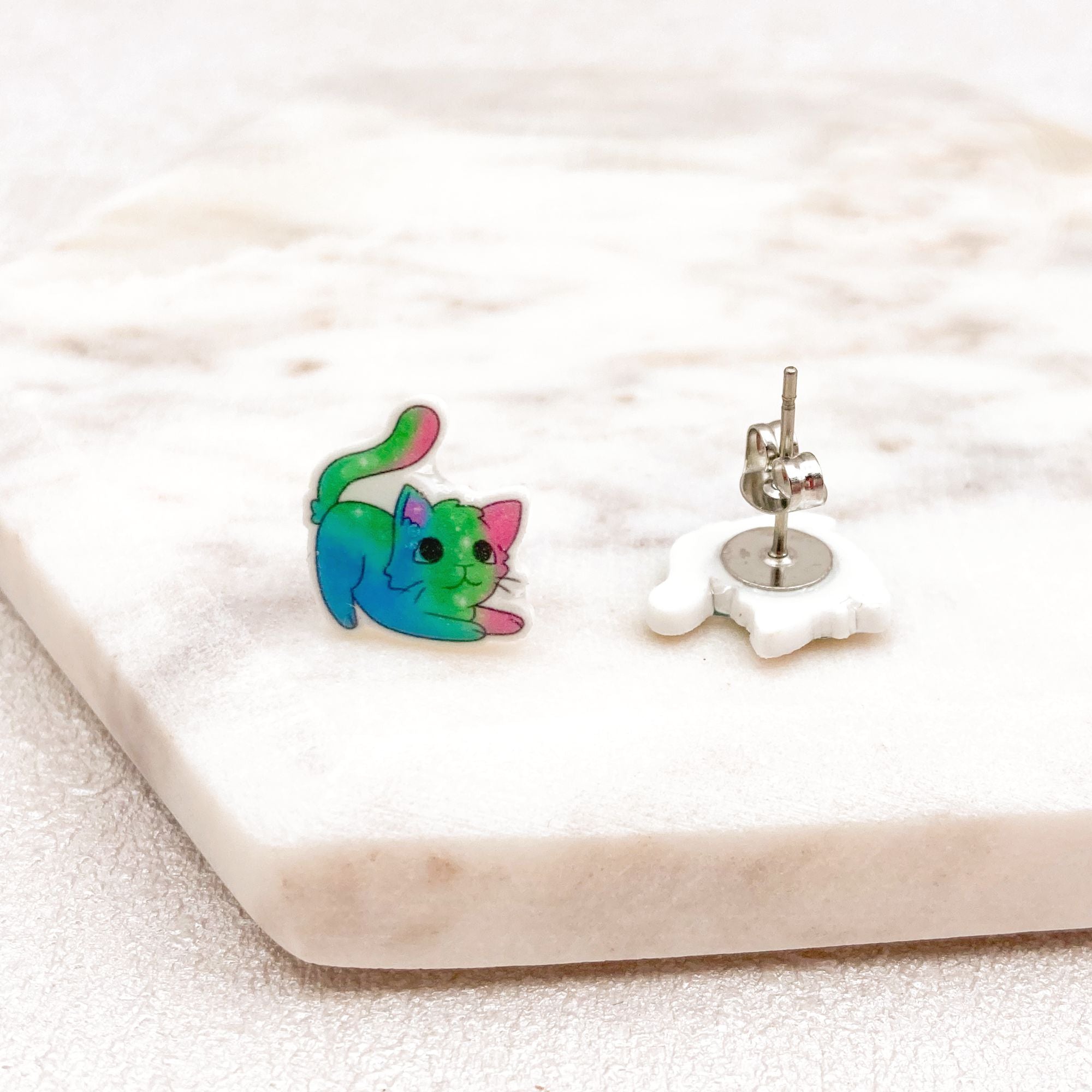lgbt cat earrings polysexual gift present