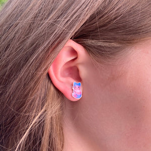 lgbt cat earrings transgender pink blue