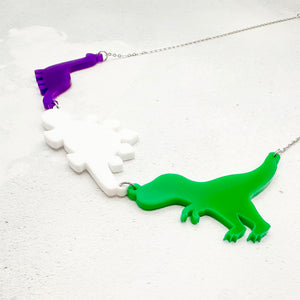 lgbt dinosaur necklace genderqueer bold purple green