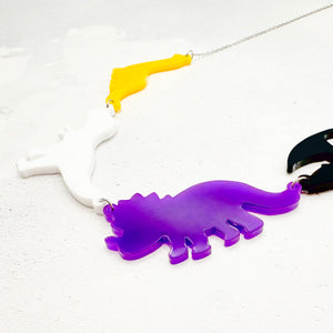 lgbt dinosaur necklace nonbinary bold acrylic