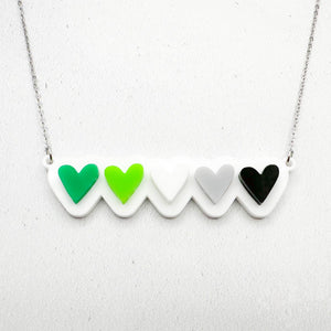 lgbt hearts necklace aromantic green white
