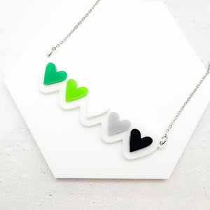 lgbt hearts necklace aromantic grey black