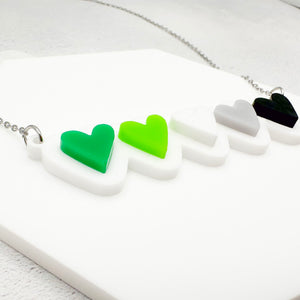 lgbt hearts necklace aromantic pride jewellery