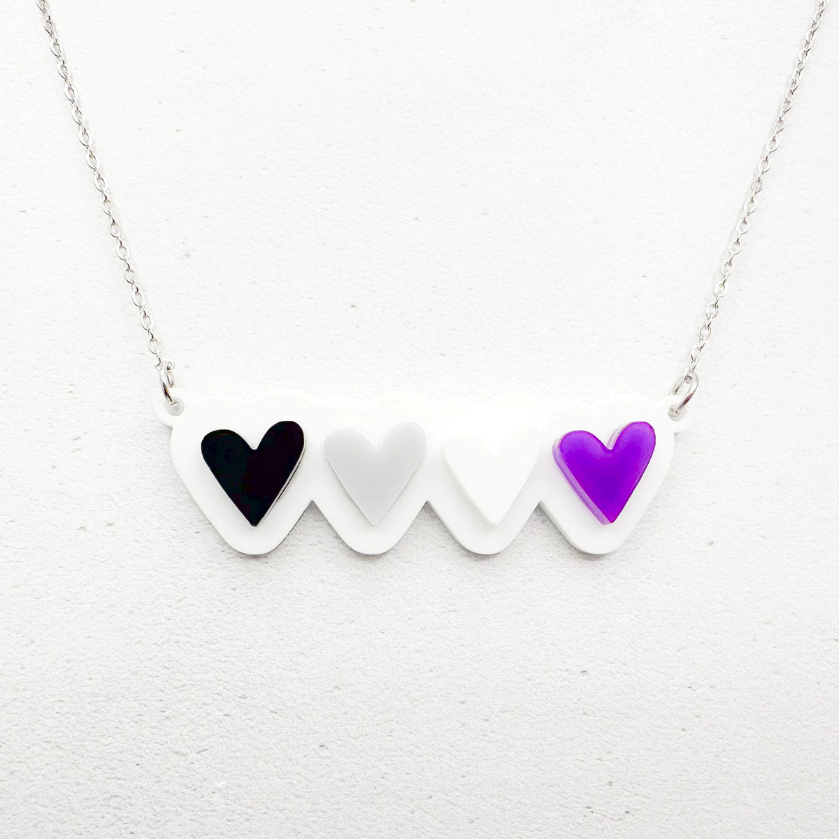 lgbt hearts necklace asexual acrylic handmade