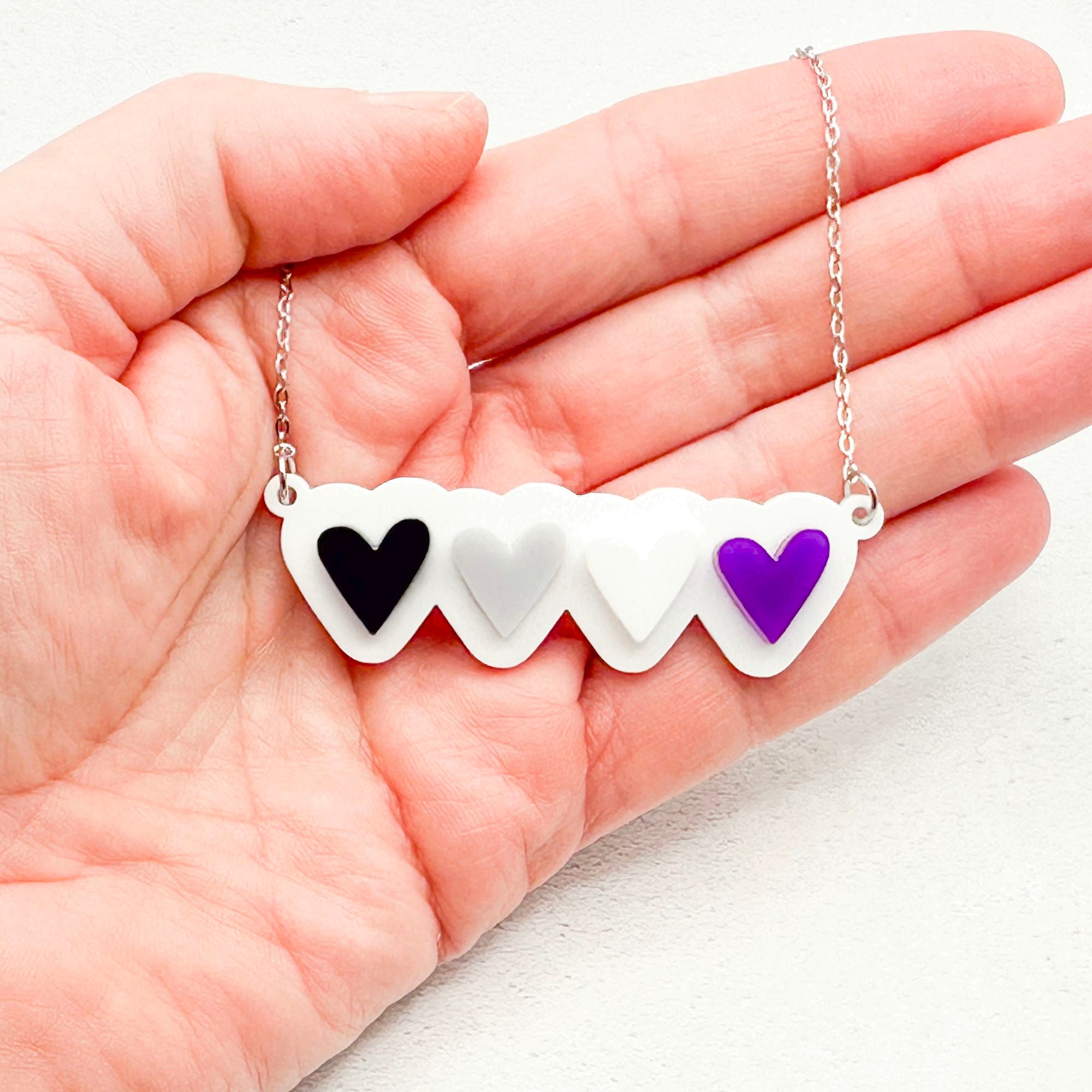 lgbt hearts necklace asexual for girls women