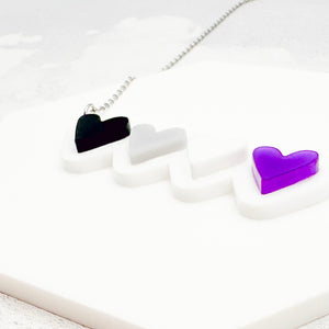 lgbt hearts necklace asexual pride support