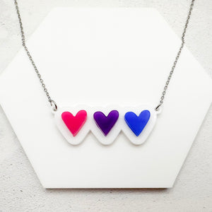 lgbt hearts necklace bisexual bold gift for her