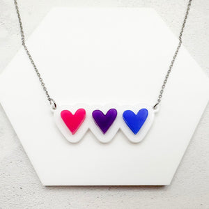 lgbt hearts necklace bisexual bold gift