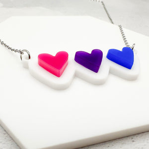 lgbt hearts necklace bisexual bold lgbtqia gift