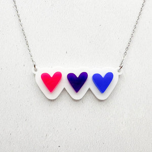 lgbt hearts necklace bisexual bold pink purple blue