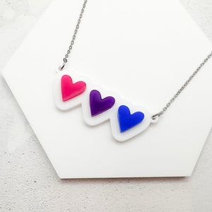 lgbt hearts necklace bisexual bold support