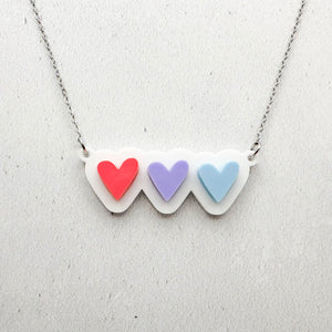 lgbt hearts necklace bisexual soft pride gifts