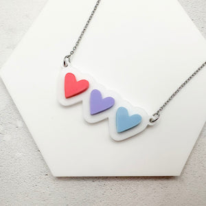 lgbt hearts necklace bisexual soft purple blue love