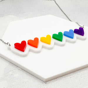 lgbt hearts necklace gay green blue purple