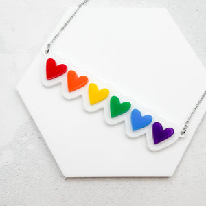 lgbt hearts necklace gay rainbow gift for her