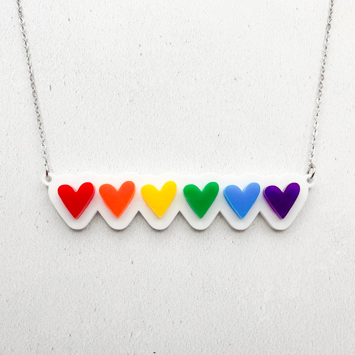 lgbt hearts necklace gay rainbow pride