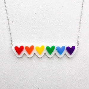 lgbt hearts necklace gay rainbow pride