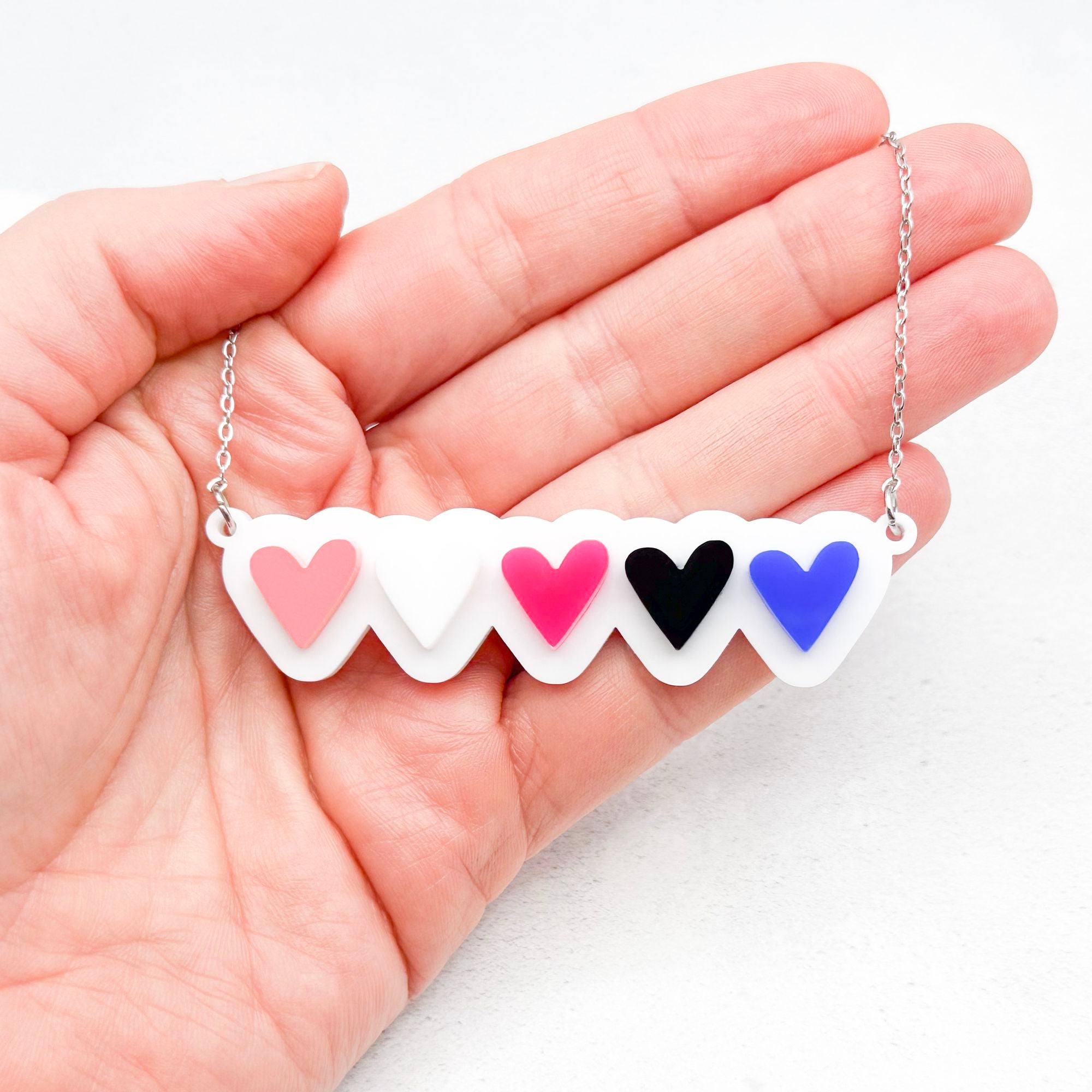 lgbt hearts necklace genderfluid handmade unique gift