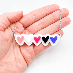 lgbt hearts necklace genderfluid handmade unique gift