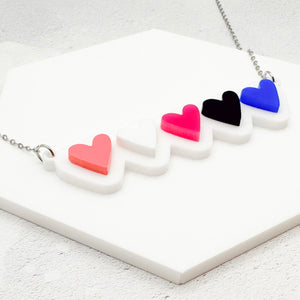 lgbt hearts necklace genderfluid support