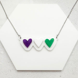 lgbt hearts necklace genderqueer bold gift for friend
