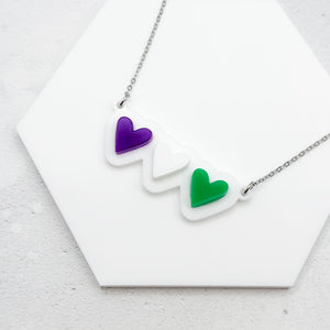lgbt hearts necklace genderqueer bold unique gift
